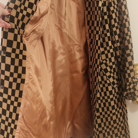 Bebe Wool Belted Trench Coat Checkered Print Fully Lined US Size S (SMALL) - Picture 8 of 8